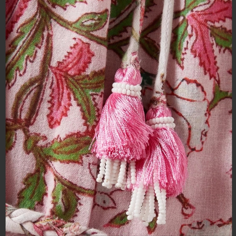 Hemant & Nandita Sidra pink floral Midi Dress in Cotton XL - Picture 6 of 11